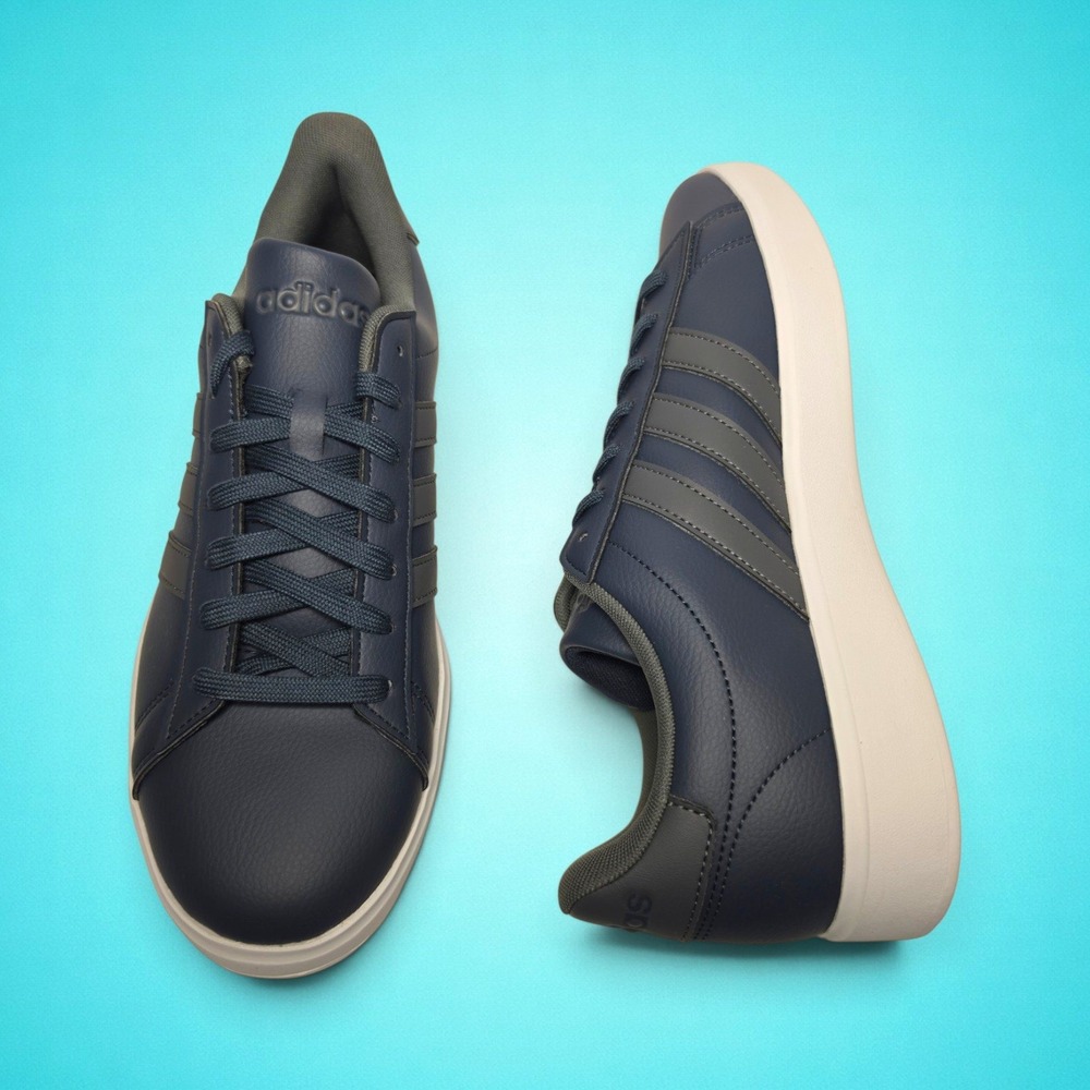 New Adidas Grand Court 2.0 men's navy blue and grey sneakers, size 9.5. - Picture 4 of 9